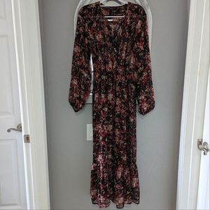 Sheer Floral Longsleeve Maxi Dress